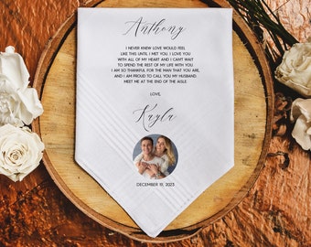 Groom wedding gift from the Bride-Wedding Handkerchief-printed-customize-groom gift-Wedding Gift for groom-Bride Gift to Husband-GBN