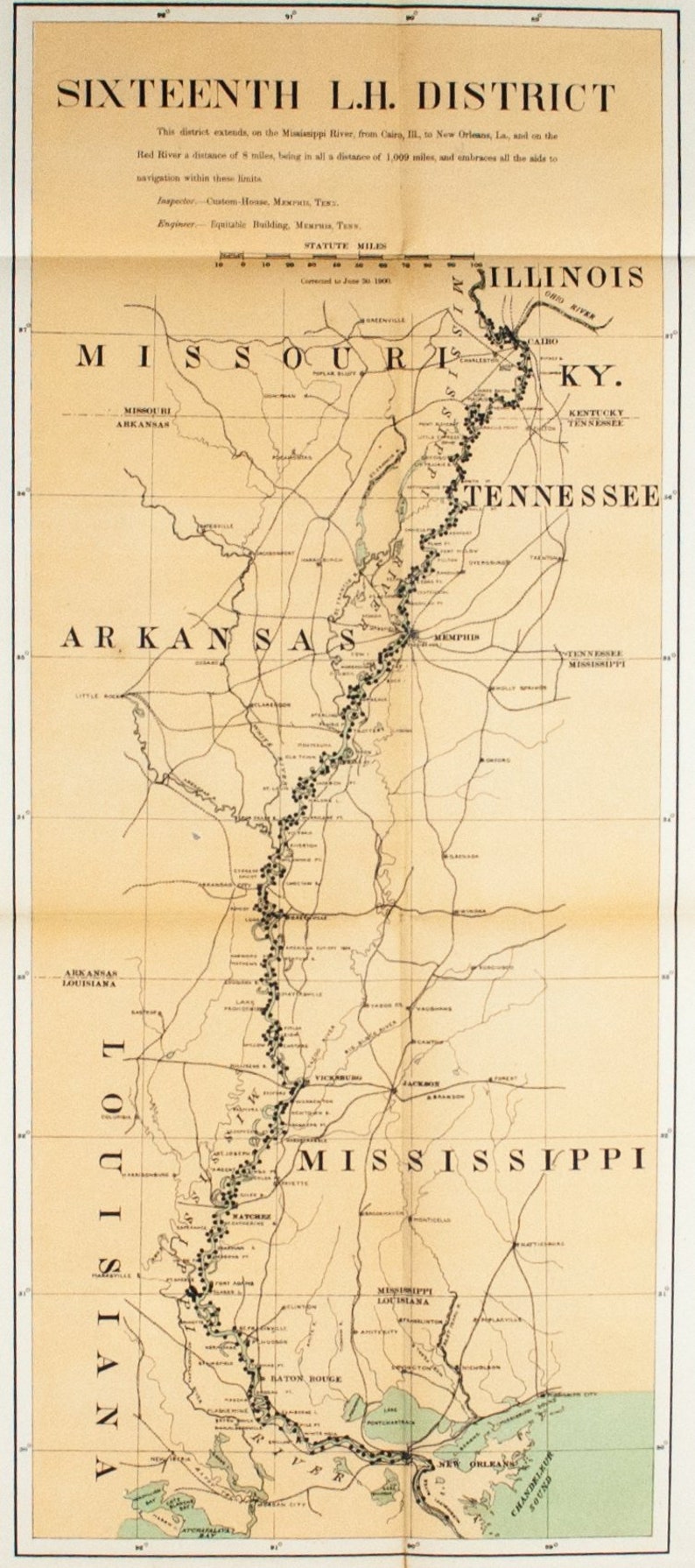 1900 Map Of Mississippi Original Antique Map Us Etsy