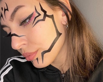 Tatuaje temporal para la cara, conjunto completo de manga y anime, accesorios para disfraces de cosplay de anime y manga.