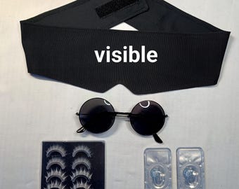 Anime Manga Goio Cosplay Venda para los ojos, máscara negra visible para los ojos, accesorios para los pies de manga.