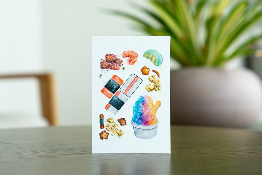 Local Snacks Watercolor Postcard, Mini Art Print | Designed in Hawaii ...