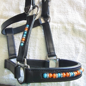 Lge Mini Horse/Pony Beaded Show Halter - free w/wide postage