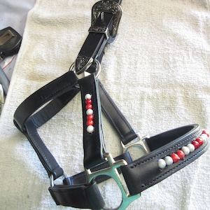 Lge Mini Horse/Pony Beaded Show Halter - free w/wide postage