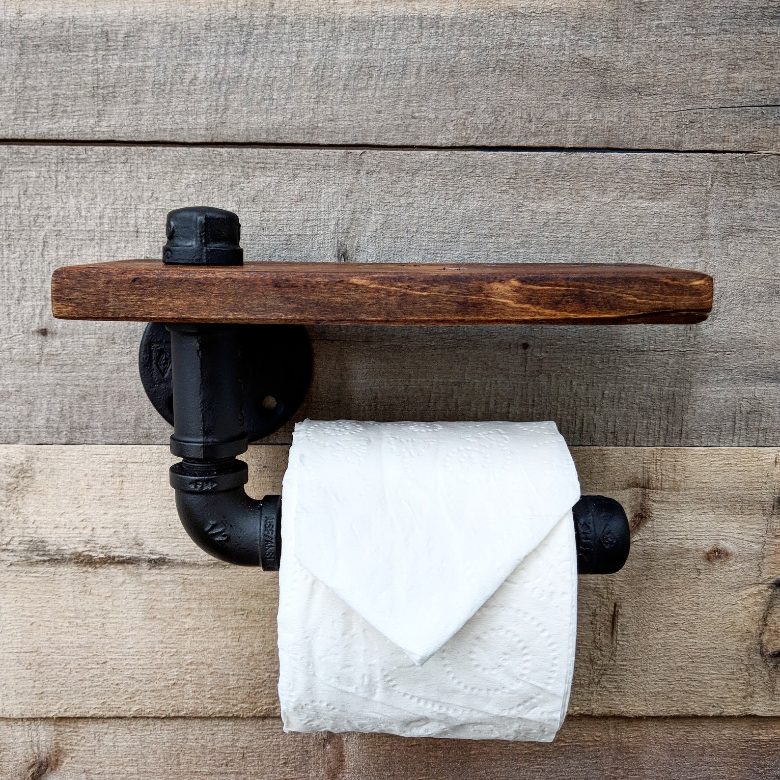 Industrial farmhouse toilet paper holder