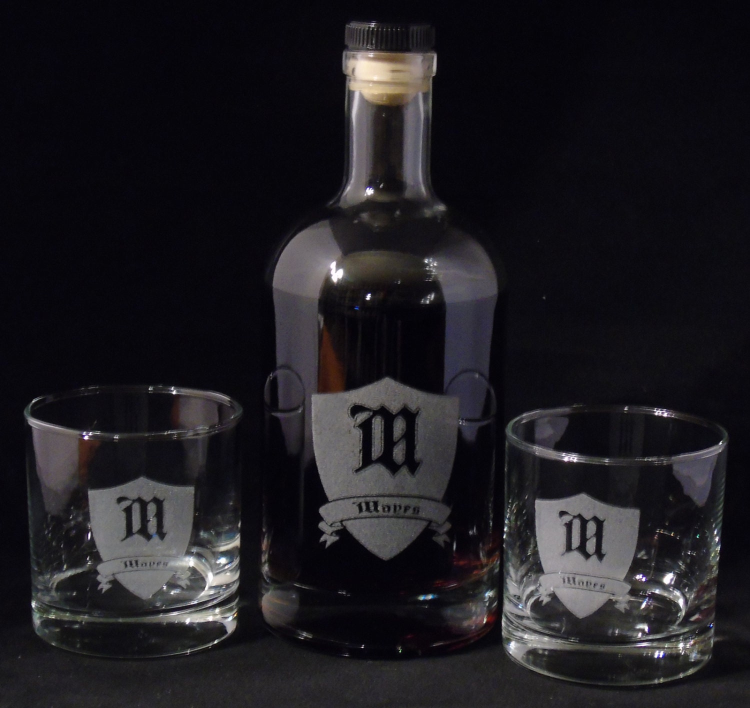Personalized Decanter Bourbon Bottle and Rocks Glass Set Etsy