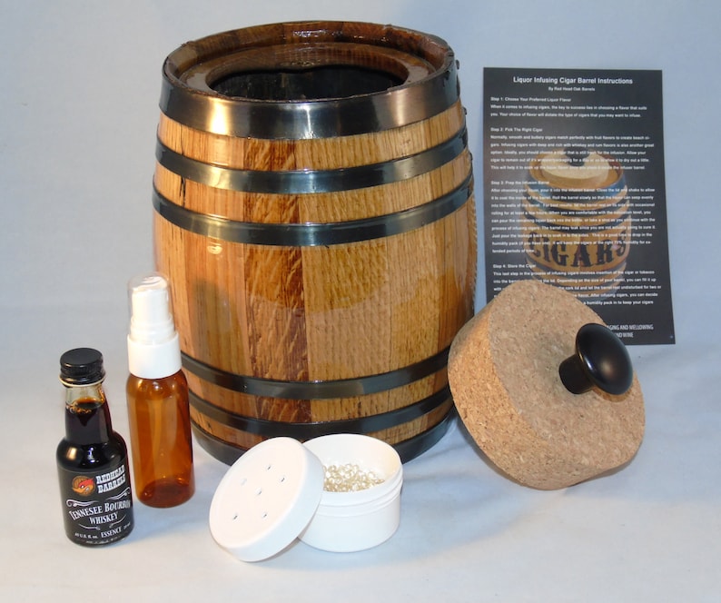 Cigar Barrel Humidor Kit With Flavored Essence Etsy
