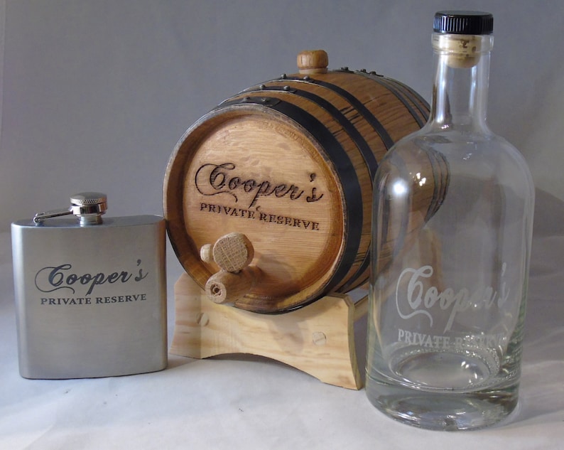 Engraved 2 Liter Oak Barrel Stainless Steel Flask Bourbon Etsy