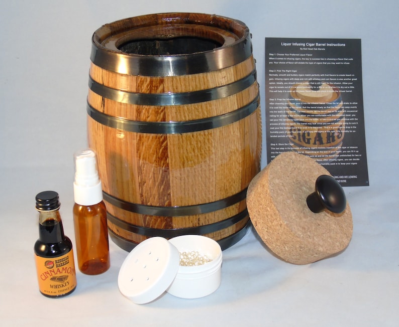 Cigar Barrel Humidor Kit With Flavored Essence Etsy