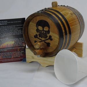 Engraved 2 Liter Charred American White Oak Aging Barrel  (Skull Cross Bones)