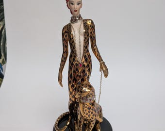 Franklin Mint  House of Erte Art Deco Figurine "Leopard" Limited Edition