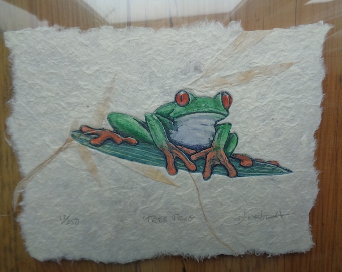 Featured listing image: Tree Frog Original Etching on Rag paper Limited edition