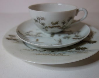 Chinese Eggshell Porcelain Handpainted Trio