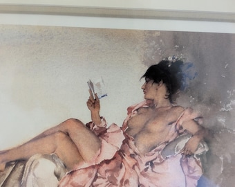 Gelimiteerde oplage van een prent van Sir William Russell Flint: "Een boek met gedichten".