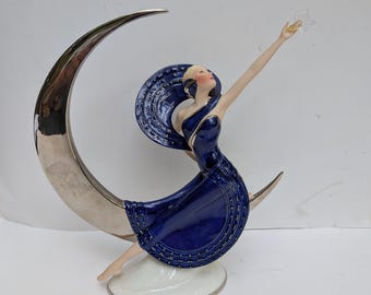 Franklin Mint "Moonlight in Platinum" Art Deco Figurine by Victoria Oldham