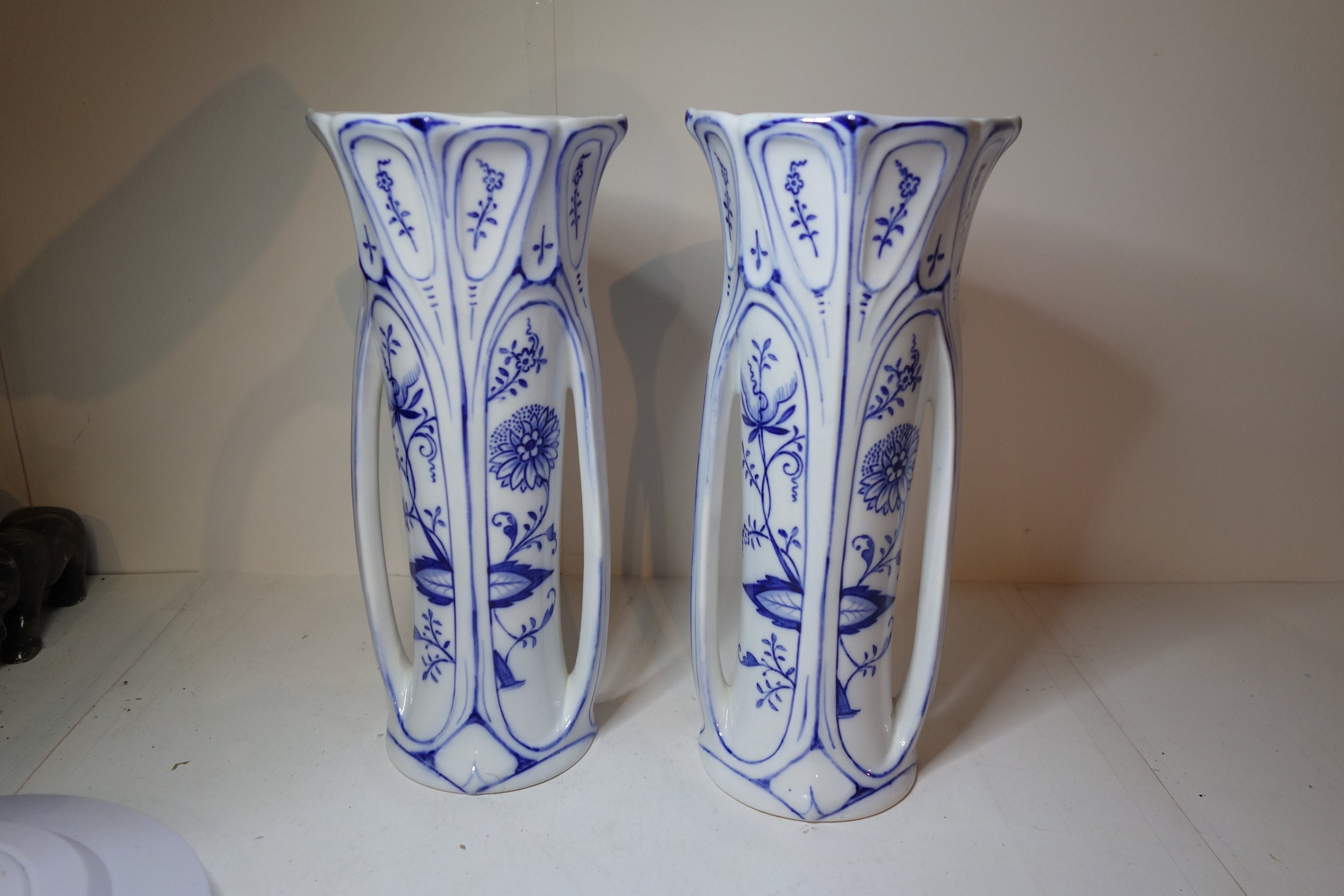 Pair Antique Villeroy and Boch Art Nouveau Vases Etsy UK