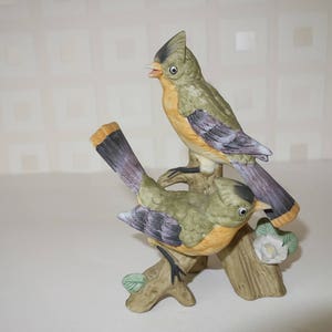 Pair of china birds, hand painted, matt finish