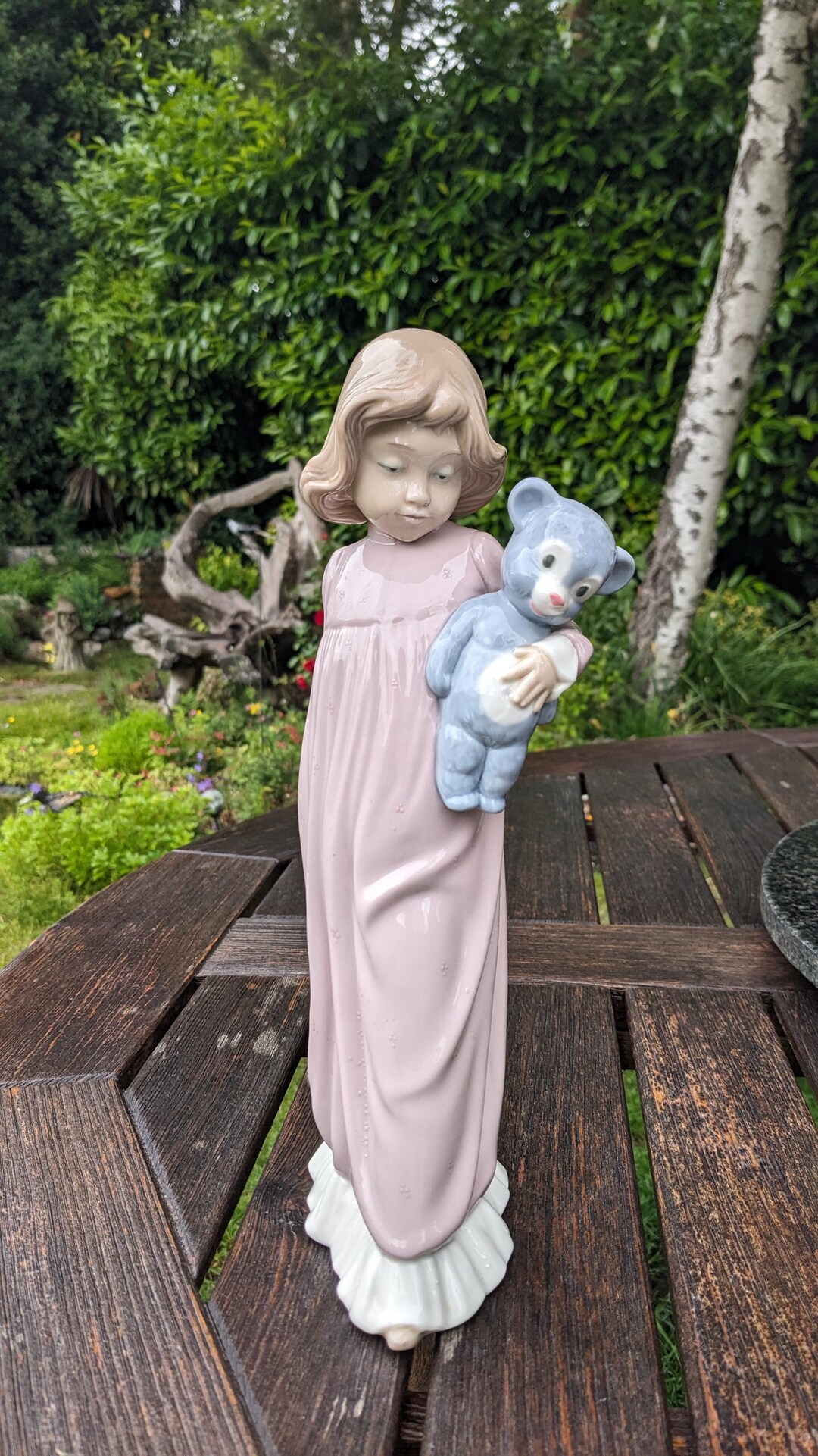 Large (12.75 Inches Tall) NAO by Lladro Girl With Her Teddy - Etsy
