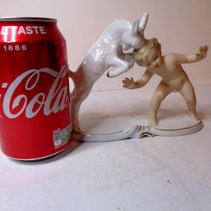 Shaubach Kunst Art Deco Cherub Headbutting a Goat Wallendorf