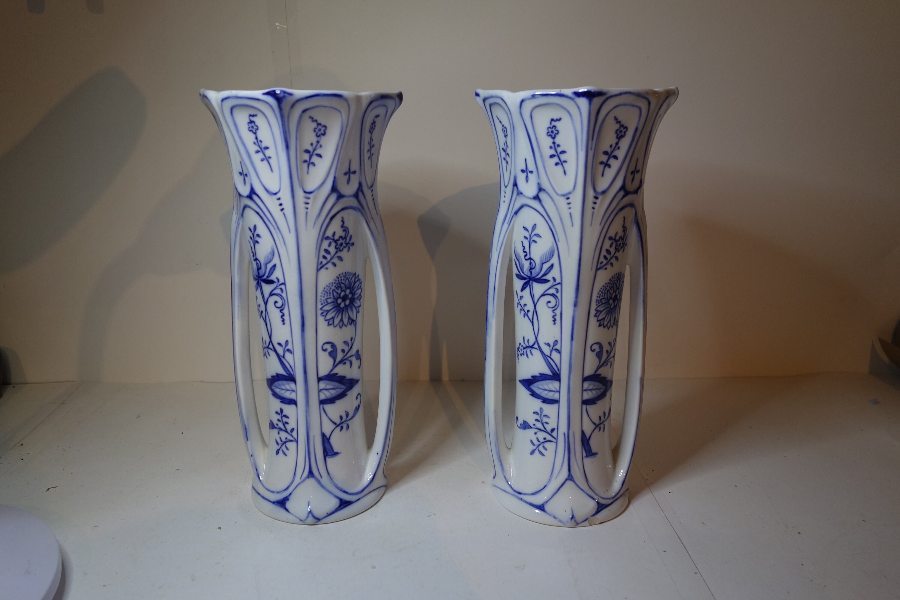 Pair Antique Villeroy and Boch Art Nouveau Vases Etsy UK