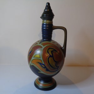 Dutch Gouda Ewer and Stopper Hand painted 1927