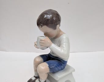 Royal Copenhagen Bing and Grondahl Victor Boy Drinking Milk No 1713