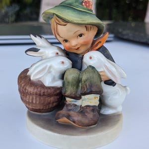 Goebel Germany &quot;Playmates&quot; Little Boy with Rabbits 1960&#39;s