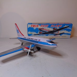 Pan American Twin Prop Tinplate Friction Plane by TT Toys Japan