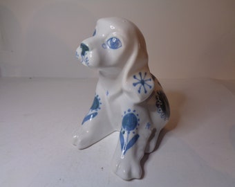 Rye Pottery Doggy Piggy bank handpainted vintage