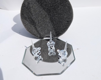 Swarovski set van drie kristallen muizen + spiegelstandaard