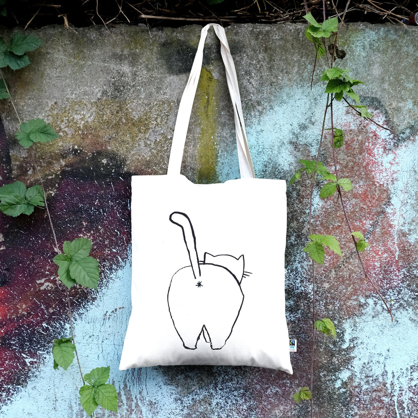 Jutebeutel KATZE ZEIGT PO Beutel Tasche Siebdruck | Etsy
