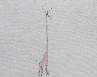 Girafe. Aquarelle originale. labyrinthe de femme. Manu.