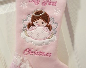 Baby My First Christmas Stocking, Baby Girl Christmas Stocking, Girl Christmas Stocking, Pink Christmas Stocking, Personalized Stocking