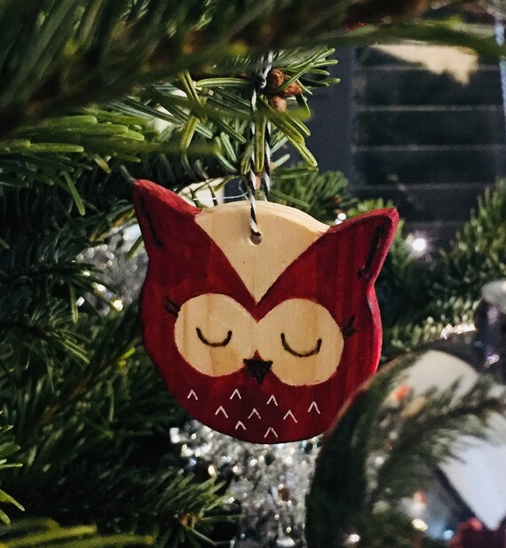 Hibou Boule De Noël Pour Décoration Sapin De Noël Wooden Owl Decoration Christmas Tree