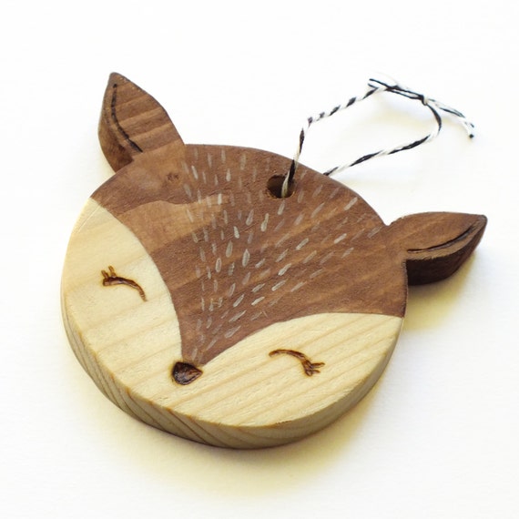Biche En Bois Boule De Noël Pour Décoration Sapin De Noël Wooden Deer Decoration Christmas Tree