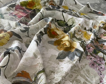 Designers Guild Veronese Linen Fabric | Floral linen Designer Fabric Remnant | Discounted Home Fabrics | Soft Furnishings Fabric