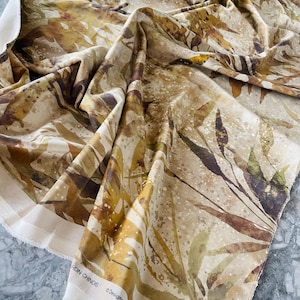 Designers Guild Jardin Chinois Velvet Fabric Remnant: Hemp Bamboo Print