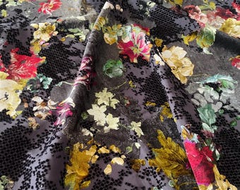 Designers Guild Florenza Damson Fabric : Luxurious Cut Velvet Remnant