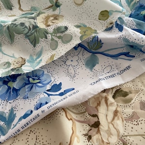 Designers Guild Craven Street Flower Fabric Remnants: Cotton Upholstery Offcuts