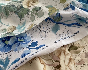 Designers Guild Craven Street Flower-tygrester: Avklippta bomullsmöbeltyger