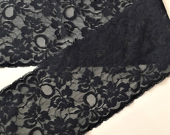 Beautiful Vintage Black French Lace | Bundle available | Black Floral Lace | Wide scalloped Lace | Dainty Lace | Wide Lace