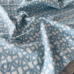 Scion Lace Fabric Remnant: Powder Blue Geometric Cotton
