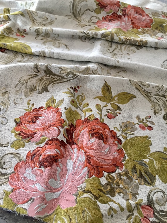 Designers Guild Beatrice Brocade Fabric Remnant: Floral Upholstery Material