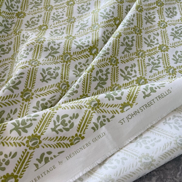Designers Guild St John Street Fabric Remnant Trellis Pattern | Home Fabric | Discounted Designer Fabric | Soft Furnishings Fabric