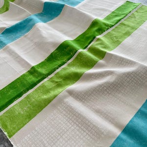Designers Guild Zambra Fabric Remnant: Green & Blue Cotton Stripe