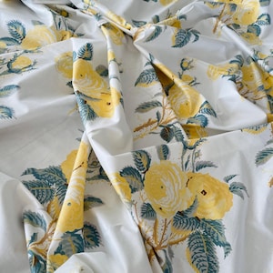 Laura Ashley Alba Rose Fabric: Vintage Yellow Floral Cotton