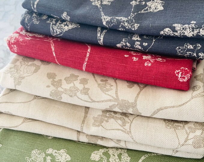 Ian Mankin Linen Cotton Kew Blossom Fabric Etsy