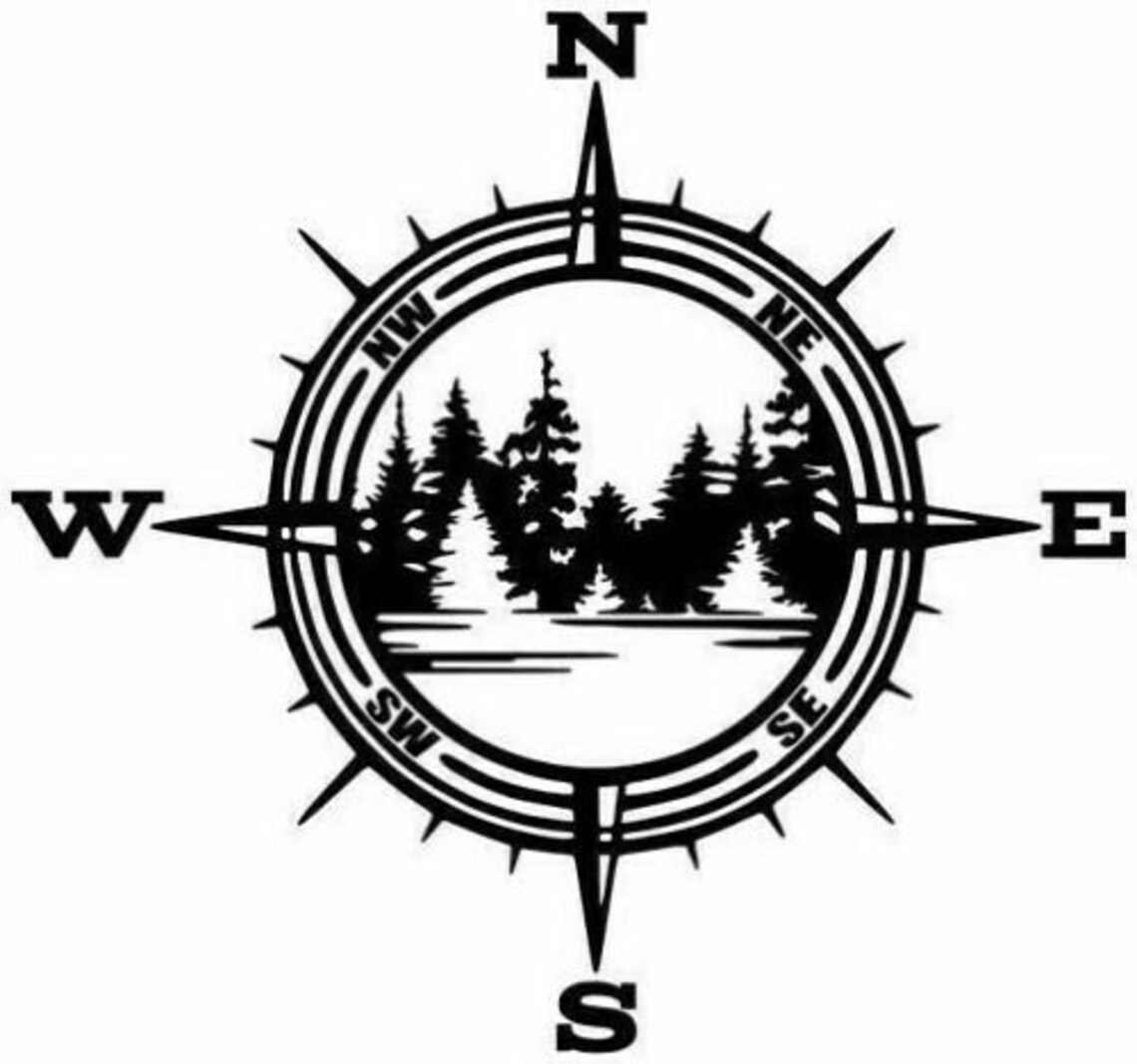 Compass Trees Lake Outdoors Vinyl Decal. Selection of sizes Etsy
