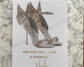Fashion shoe picture Keep your heels, Head and Standards High sparkly Fashion illustration fashion quote Diamond Dust, Canvas Print, chanel