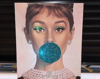 オードリー・ヘプバーンの壁アート、グリッターアート