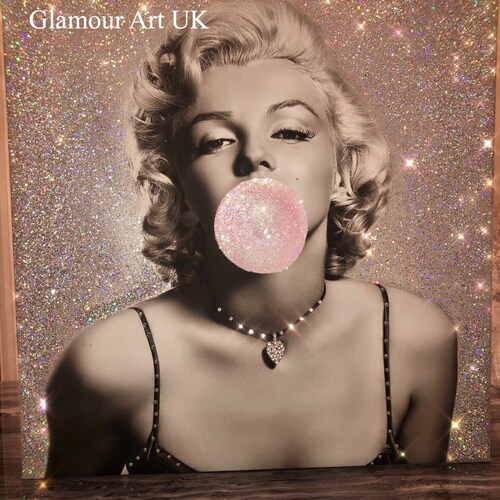 Marilyn Monroe Glitter Bubblegum Glam Wall Canvas Sparkle Etsy